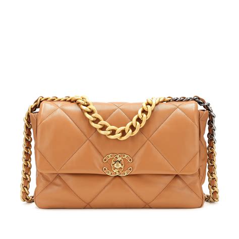 chanel 19 bag small caramel